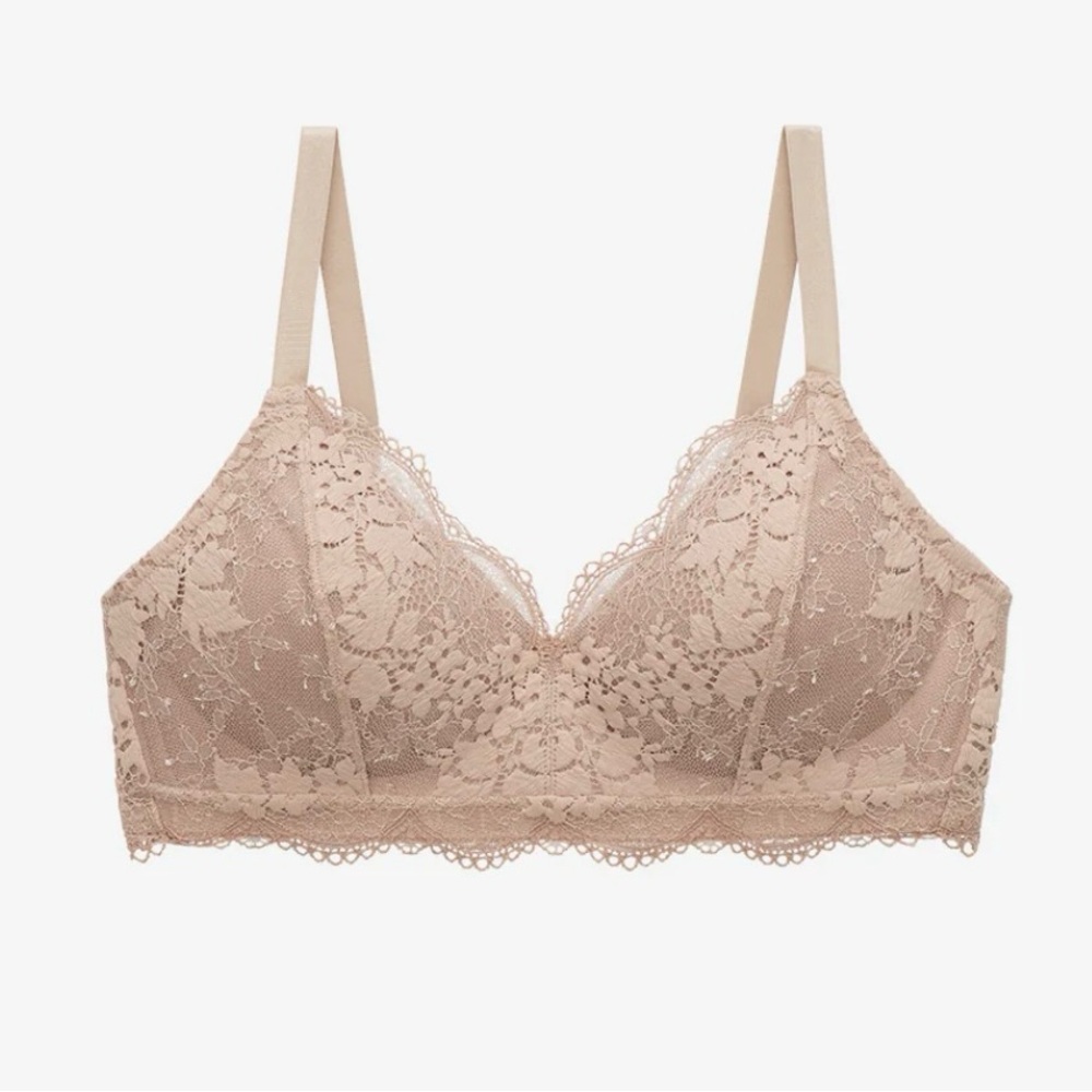 ThirdLove Wireless Lace Bra in Beige, XL